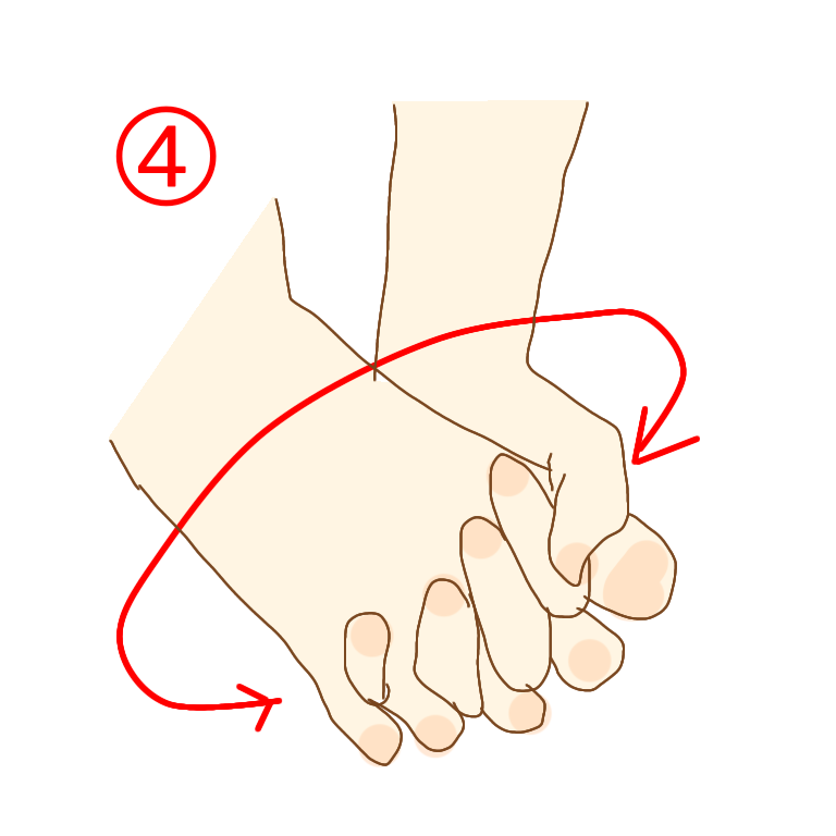④足指の間に手指を入れる