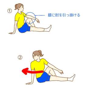 膝立て上体ひねりストレッチ